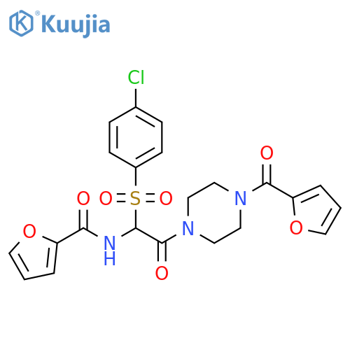 N-[1-(4-chlorobenzenesulfonyl)-2-[4-(furan-2-carbonyl)piperazin-1-yl]-2-oxoethyl]furan-2-carboxamide structure