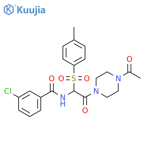 N-[2-(4-acetylpiperazin-1-yl)-1-(4-methylbenzenesulfonyl)-2-oxoethyl]-3-chlorobenzamide structure