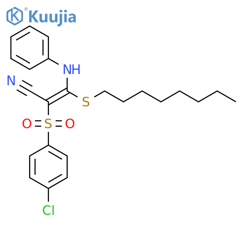 (Z)-3-anilino-2-(4-chlorophenyl)sulfonyl-3-octylsulfanylprop-2-enenitrile structure