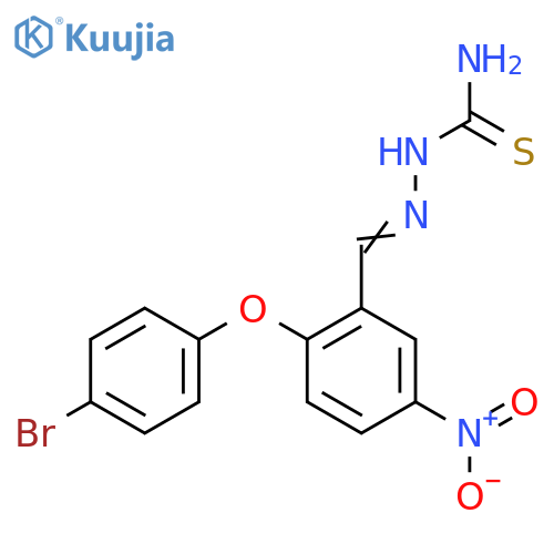 Amino((1-aza-2-(2-(4-bromophenoxy)-5-nitrophenyl)vinyl)amino)methane-1-thione structure