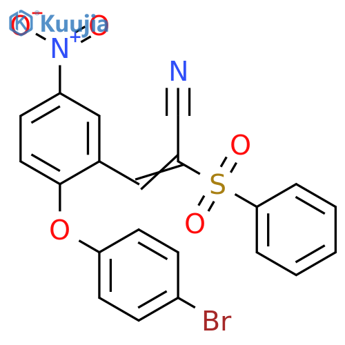 (E)-2-(benzenesulfonyl)-3-[2-(4-bromophenoxy)-5-nitrophenyl]prop-2-enenitrile structure