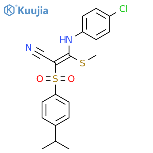 3-((4-Chlorophenyl)amino)-2-((4-(isopropyl)phenyl)sulfonyl)-3-methylthioprop-2-enenitrile structure