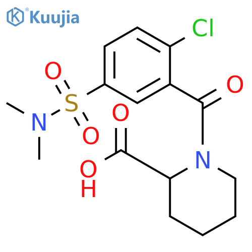 1-2-chloro-5-(dimethylsulfamoyl)benzoylpiperidine-2-carboxylic acid structure