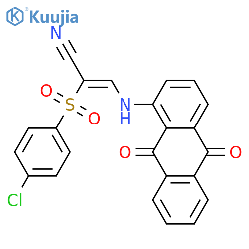 (Z)-2-(4-chlorophenyl)sulfonyl-3-[(9,10-dioxoanthracen-1-yl)amino]prop-2-enenitrile structure