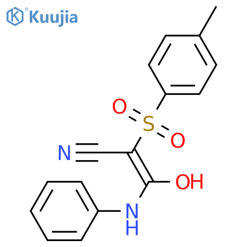 (2Z)-3-hydroxy-2-(4-methylbenzenesulfonyl)-3-(phenylamino)prop-2-enenitrile structure