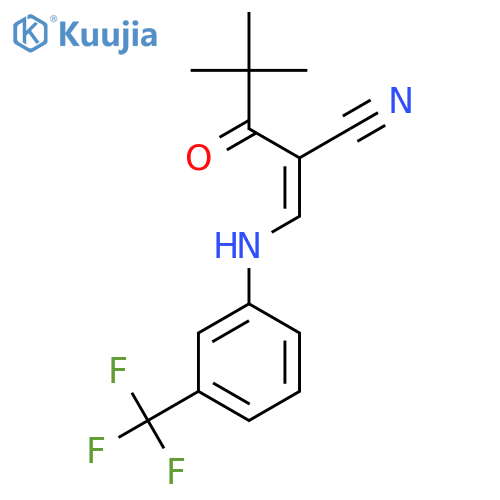 (2Z)-4,4-Dimethyl-3-oxo-2-[[3-(trifluoromethyl)anilino]methylidene]pentanenitrile structure