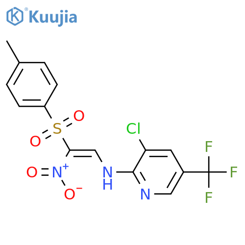 3-chloro-N-[(E)-2-(4-methylphenyl)sulfonyl-2-nitroethenyl]-5-(trifluoromethyl)pyridin-2-amine structure