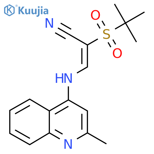 2-((Tert-butyl)sulfonyl)-3-((2-methyl(4-quinolyl))amino)prop-2-enenitrile structure