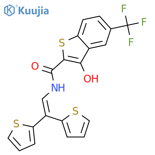 Benzo[b]thiophene-2-carboxamide, N-(2,2-di-2-thienylethenyl)-3-hydroxy-5-(trifluoromethyl)- structure