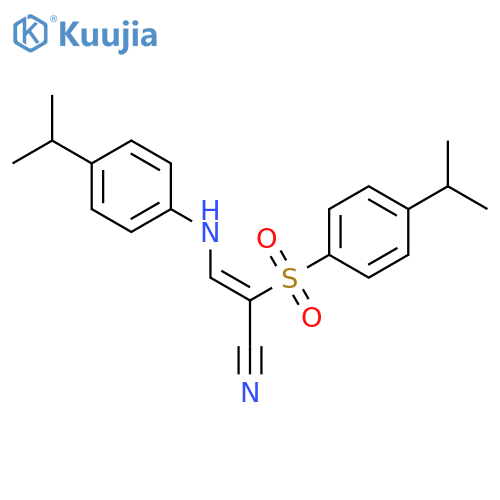 (Z)-3-(4-propan-2-ylanilino)-2-(4-propan-2-ylphenyl)sulfonylprop-2-enenitrile structure