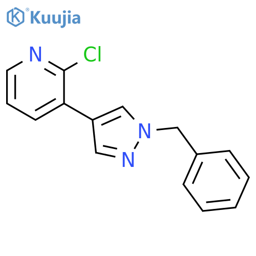 Pyridine, 2-chloro-3-[1-(phenylmethyl)-1H-pyrazol-4-yl]- structure
