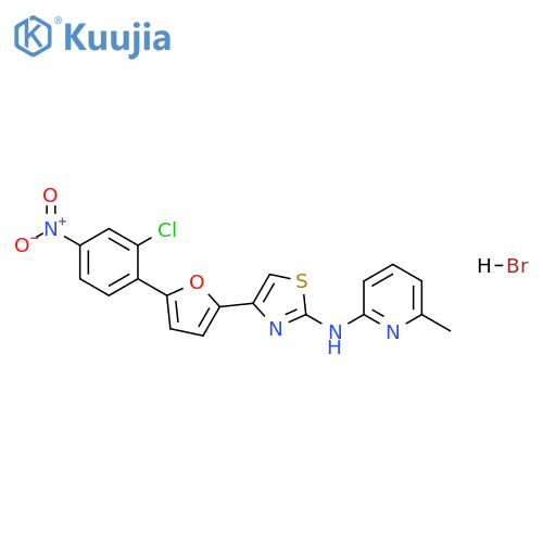 N-{4-[5-(2-chloro-4-nitrophenyl)furan-2-yl]-1,3-thiazol-2-yl}-6-methylpyridin-2-amine hydrobromide structure