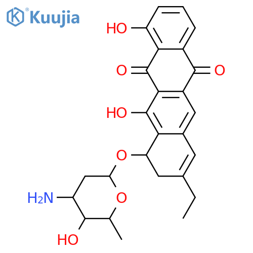 5,12-Naphthacenedione,10-[(3-amino-2,3,6-trideoxy-a-L-lyxo-hexopyranosyl)oxy]-8-ethyl-9,10-dihydro-1,11-dihydroxy-, (10S)- structure