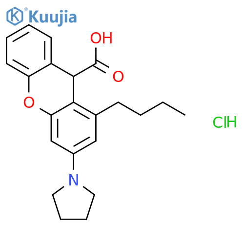 9H-Xanthene-9-carboxylicacid, 1-butyl-3-pyrrolidinyl ester, hydrochloride (1:1) structure