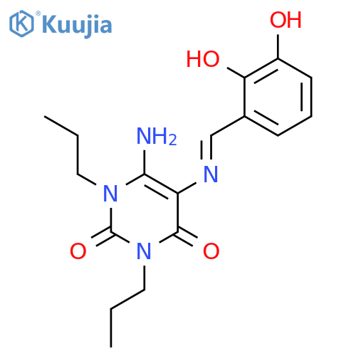 2,4(1H,3H)-Pyrimidinedione, 6-amino-5-[[(2,3-dihydroxyphenyl)methylene]amino]-1,3-dipropyl- structure