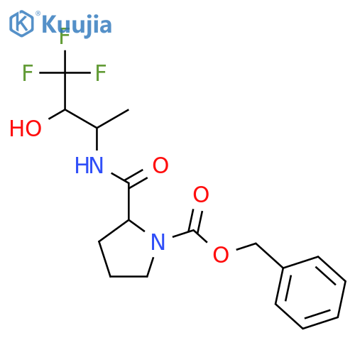 1-Pyrrolidinecarboxylic acid, 2-[[(3,3,3-trifluoro-2-hydroxy-1-methylpropyl)amino]carbonyl]-, phenylmethyl ester structure