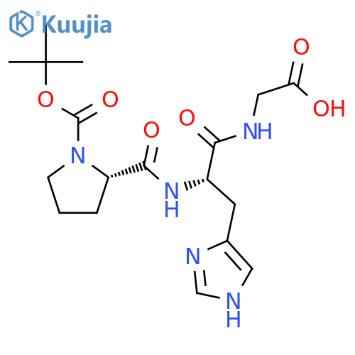 Glycine, N-[N-[1-[(1,1-dimethylethoxy)carbonyl]-L-prolyl]-L-histidyl]- structure