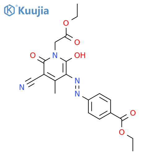 1(2H)-Pyridineacetic acid, 3-cyano-5-[[4-(ethoxycarbonyl)phenyl]azo]-6-hydroxy-4-methyl-2-oxo-, ethyl ester structure