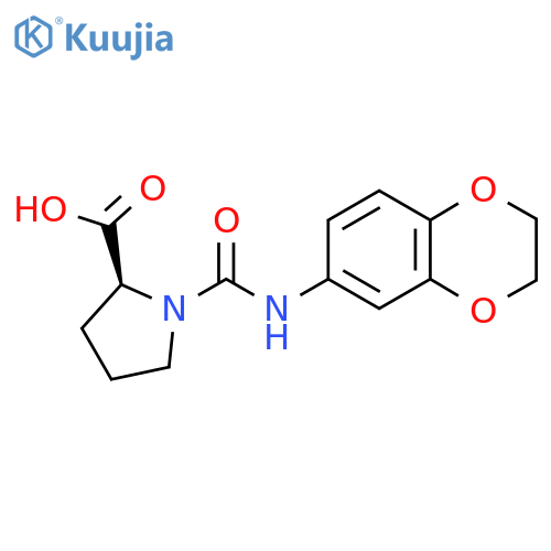 (2S)-1-[(2,3-dihydro-1,4-benzodioxin-6-yl)carbamoyl]pyrrolidine-2-carboxylic acid structure
