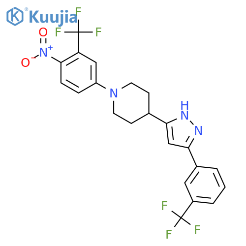 1-[4-nitro-3-(trifluoromethyl)phenyl]-4-{5-[3-(trifluoromethyl)phenyl]-1H-pyrazol-3-yl}piperidine structure