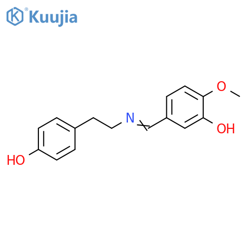 Phenol,5-[[[2-(4-hydroxyphenyl)ethyl]imino]methyl]-2-methoxy- structure