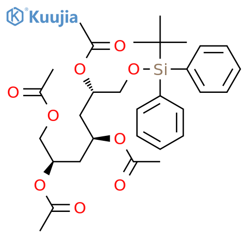 D-ribo-Heptitol, 3,5-dideoxy-7-O-[(1,1-dimethylethyl)diphenylsilyl]-, tetraacetate structure