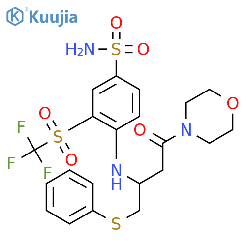 4-(1R)-3-(4-Morpholinyl)-3-oxo-1-(phenylthio)methylpropylamino-3-trifluoromethylsulfonyl-benzenesulfonamide structure