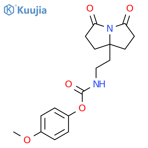 Carbamic acid, [2-(tetrahydro-3,5-dioxo-1H-pyrrolizin-7a(5H)-yl)ethyl]-, 4-methoxyphenyl ester structure
