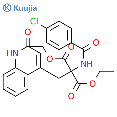 Diethyl 2-(4-chlorobenzamido)-2-[(2-oxo-1,2-dihydroquinolin-4-yl)methyl]malonate structure