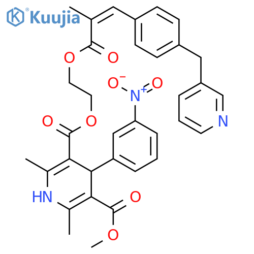 3,5-Pyridinedicarboxylic acid, 1,4-dihydro-2,6-dimethyl-4-(3-nitrophenyl)-, methyl 2-[[2-methyl-1-oxo-3-[4-(3-pyridinylmethyl)phenyl]-2-propenyl]oxy]ethyl ester structure