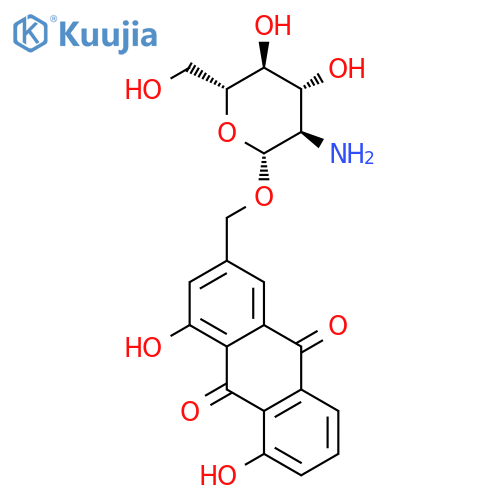 9,10-Anthracenedione,3-[[(2-amino-2-deoxy-b-D-glucopyranosyl)oxy]methyl]-1,8-dihydroxy- structure