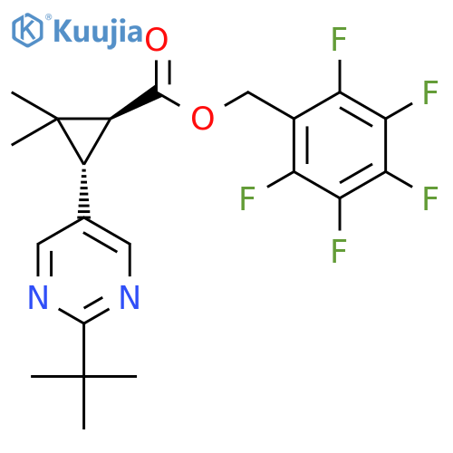 Cyclopropanecarboxylic acid, 3-[2-(1,1-dimethylethyl)-5-pyrimidinyl]-2,2-dimethyl-, (pentafluorophenyl)methyl ester, trans- structure