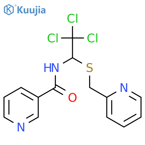3-Pyridinecarboxamide, N-[2,2,2-trichloro-1-[(2-pyridinylmethyl)thio]ethyl]- structure