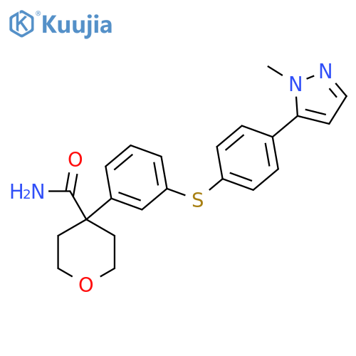 4-(3-(4-(1-Methyl-1H-pyrazol-5-yl)phenylthio)phenyl)-tetrahydro-2H-pyran-4-carboxamide structure