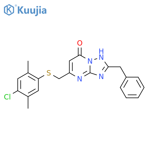 2-Benzyl-5-[(4-chloro-2,5-dimethylphenyl)sulfanylmethyl]-1H-[1,2,4]triazolo[1,5-a]pyrimidin-7-one structure