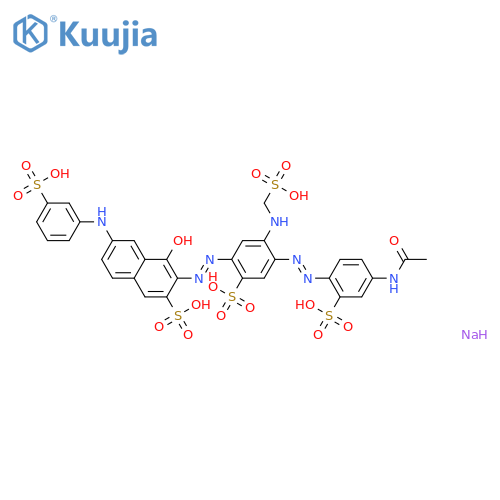 2-Naphthalenesulfonic acid,3-[[4-[[4-(acetylamino)-2-sulfophenyl]azo]-2-sulfo-5-[(sulfomethyl)amino]phenyl]azo]-4-hydroxy-6-[(3-sulfophenyl)amino]-, pentasodium salt structure