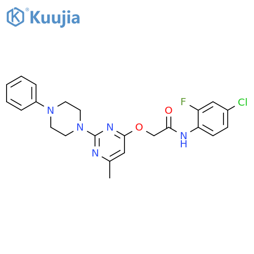 N-(4-chloro-2-fluorophenyl)-2-{[6-methyl-2-(4-phenylpiperazin-1-yl)pyrimidin-4-yl]oxy}acetamide structure
