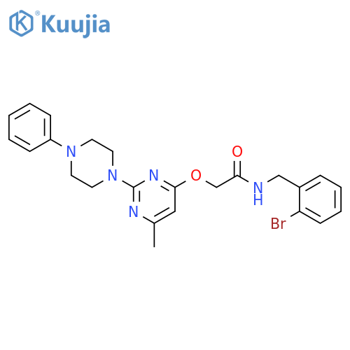 N-[(2-bromophenyl)methyl]-2-{[6-methyl-2-(4-phenylpiperazin-1-yl)pyrimidin-4-yl]oxy}acetamide structure