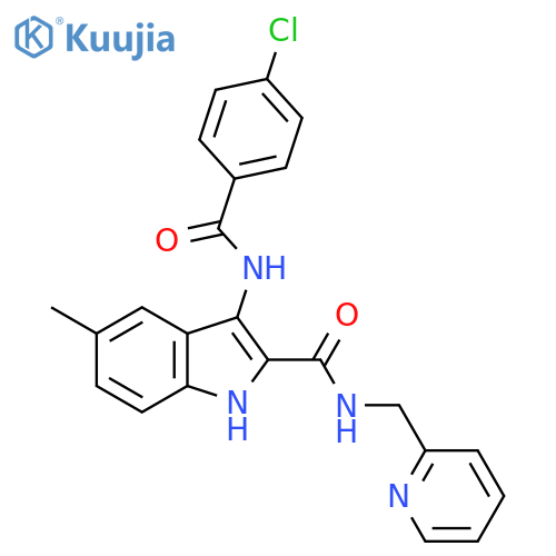 3-(4-chlorobenzamido)-5-methyl-N-[(pyridin-2-yl)methyl]-1H-indole-2-carboxamide structure