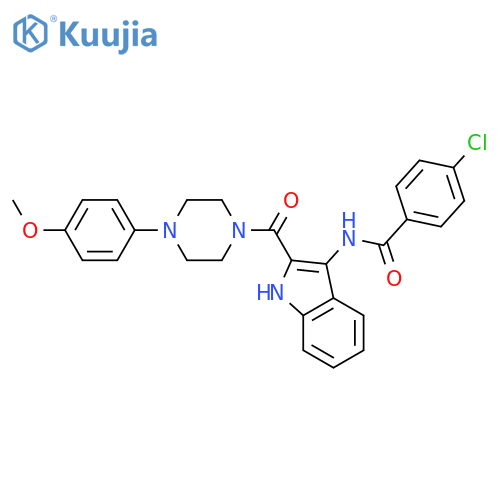 4-chloro-N-{2-[4-(4-methoxyphenyl)piperazine-1-carbonyl]-1H-indol-3-yl}benzamide structure