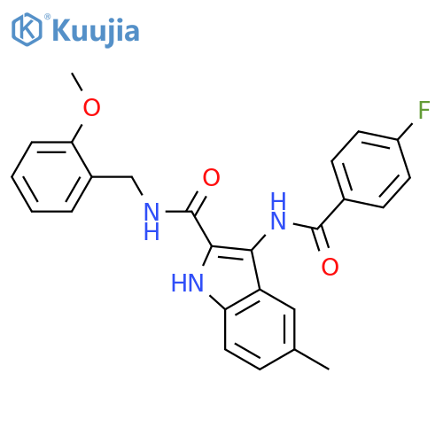 3-(4-fluorobenzamido)-N-[(2-methoxyphenyl)methyl]-5-methyl-1H-indole-2-carboxamide structure