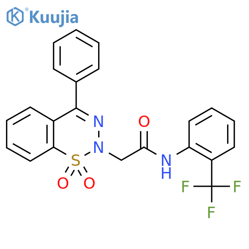 2-(1,1-dioxo-4-phenyl-2H-1lambda6,2,3-benzothiadiazin-2-yl)-N-[2-(trifluoromethyl)phenyl]acetamide structure