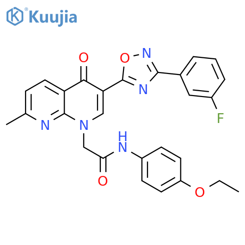 N-(4-ethoxyphenyl)-2-{3-[3-(3-fluorophenyl)-1,2,4-oxadiazol-5-yl]-7-methyl-4-oxo-1,4-dihydro-1,8-naphthyridin-1-yl}acetamide structure