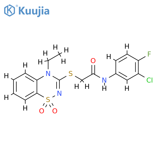 N-(3-chloro-4-fluorophenyl)-2-[(4-ethyl-1,1-dioxo-4H-1lambda6,2,4-benzothiadiazin-3-yl)sulfanyl]acetamide structure