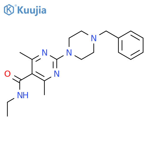 5-Pyrimidinecarboxamide, N-ethyl-4,6-dimethyl-2-[4-(phenylmethyl)-1-piperazinyl]- structure