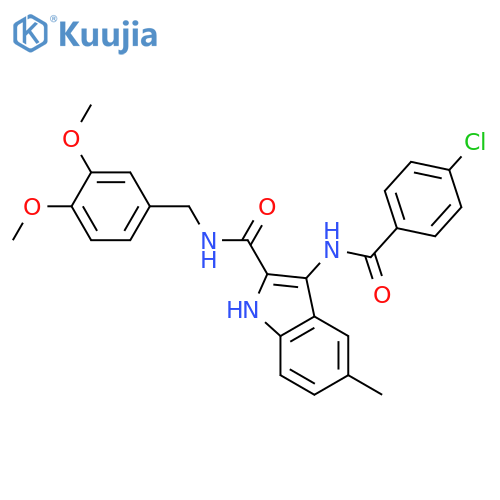 3-(4-chlorobenzamido)-N-[(3,4-dimethoxyphenyl)methyl]-5-methyl-1H-indole-2-carboxamide structure