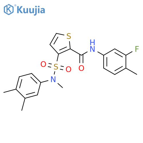 3-[(3,4-dimethylphenyl)(methyl)sulfamoyl]-N-(3-fluoro-4-methylphenyl)thiophene-2-carboxamide structure