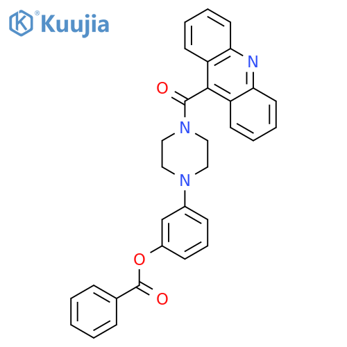 Benzoic acid 3-[4-(acridine-9-carbonyl)-piperazin-1-yl]-phenyl ester structure