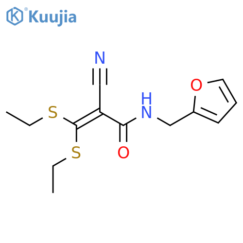 2-Propenamide, 2-cyano-3,3-bis(ethylthio)-N-(2-furanylmethyl)- structure