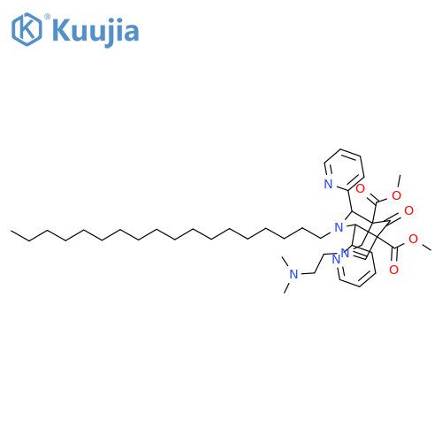 3,7-Diazabicyclo[3.3.1]nonane-1,5-dicarboxylic acid, 7-[2-(dimethylamino)ethyl]-3-octadecyl-9-oxo-2,4-di-2-pyridinyl-, 1,5-dimethyl ester, (1R,2S,4R,5S)-rel- structure
